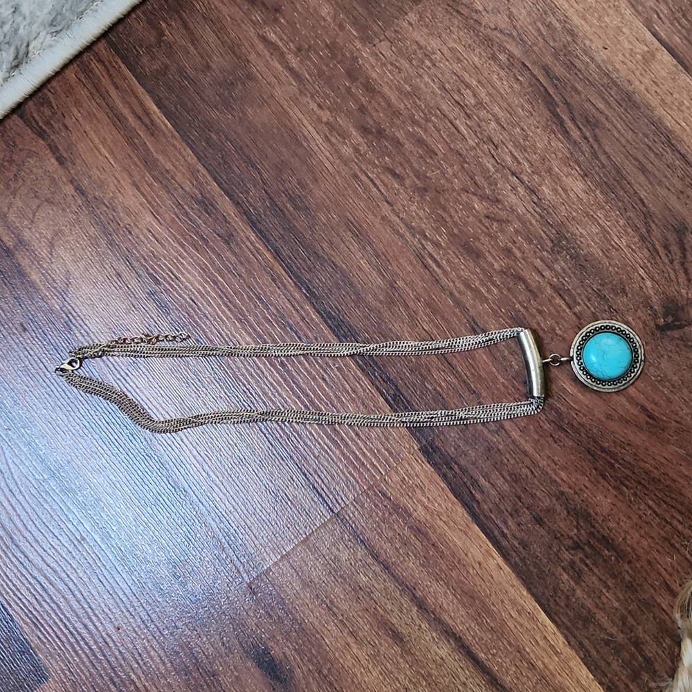 Turquoise Pendant 4 strand necklace